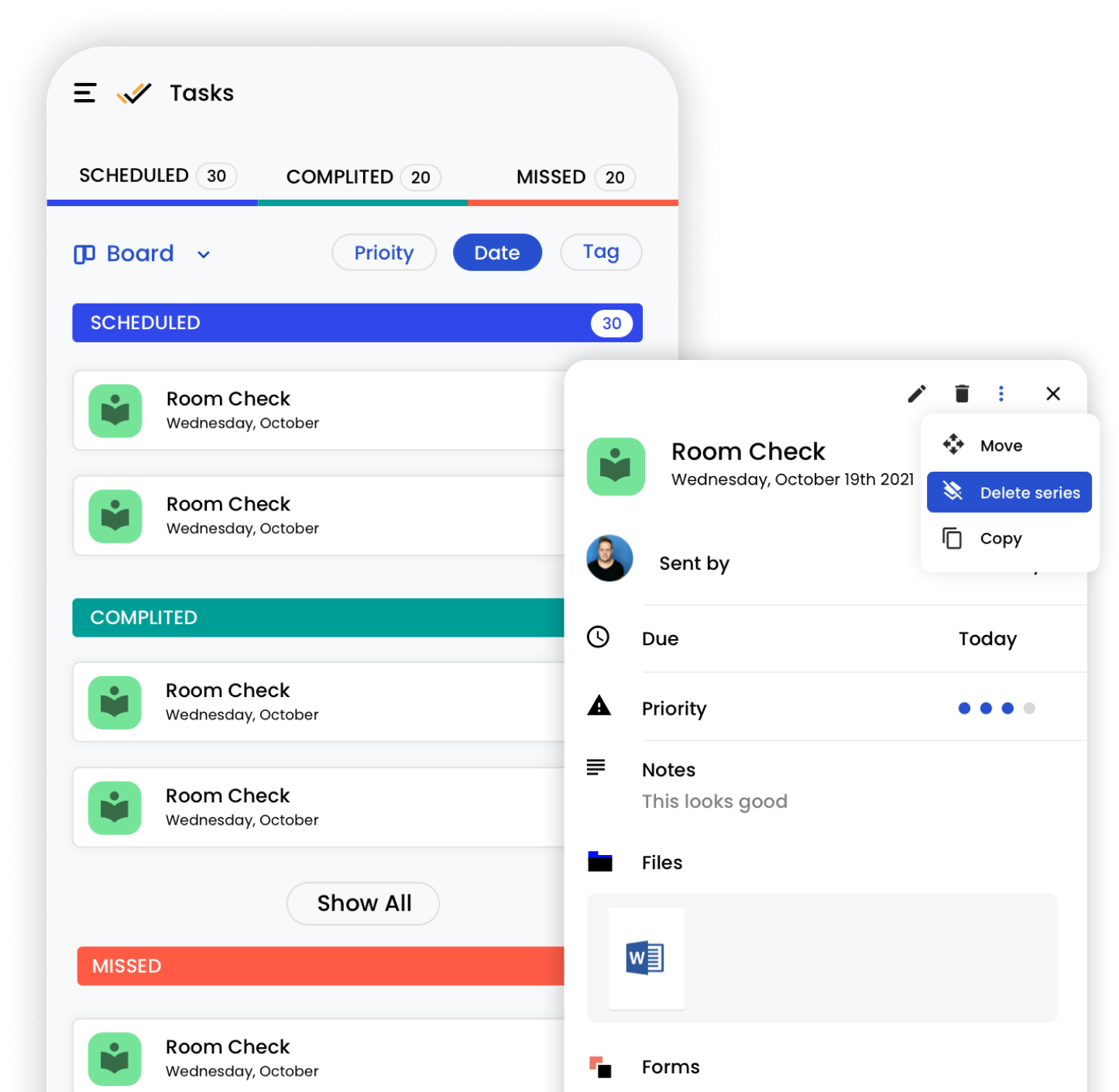 Tasks Screenshot with detail